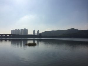 Buildings and a bridge in Dalian
