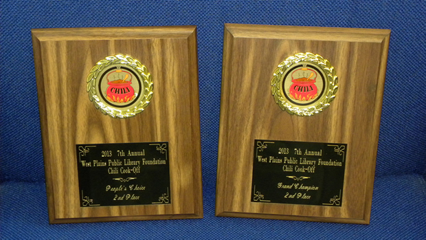 Staff Senate wins two 2nd place awards at the 7th Annual West Plains Public Library Foundation's Chili Cook-Off 2013.